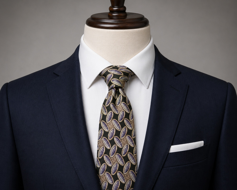 Nubio Silk Tie Green Purple Oval Geometric Pattern Italian Luxury Necktie